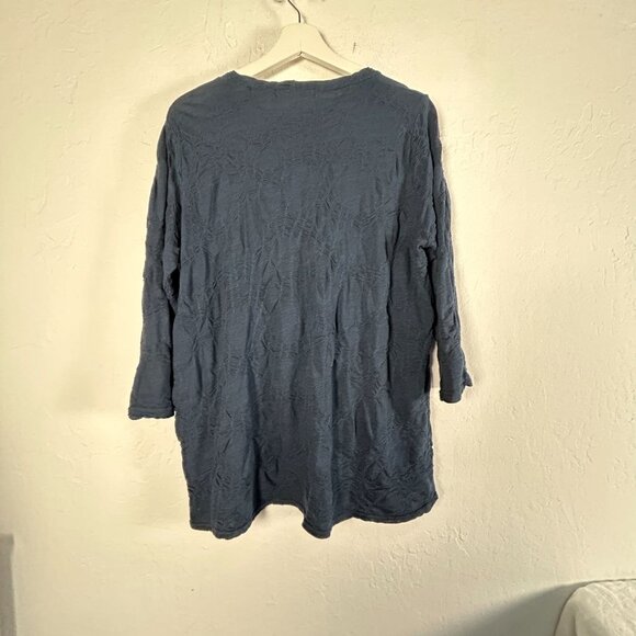 Cut Loose Womens Textured Knit Blue Tunic Top 3/4 Sleeve Small Casual Pullover - Picture 2 of 7